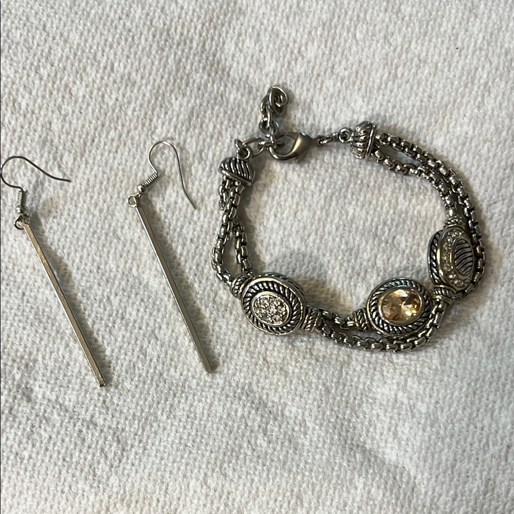 Silver and Gold fashion Bohemian Bracelet and earrings